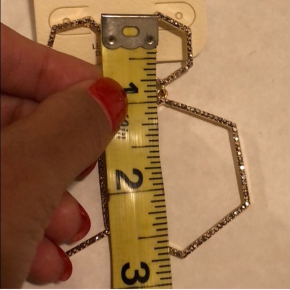 Hexagon Hoop Rhinestone Drop Earrings - Picture 7 of 8